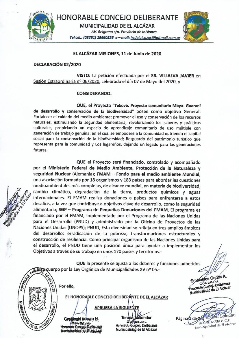Declaración de Interés Municpal Tekové 