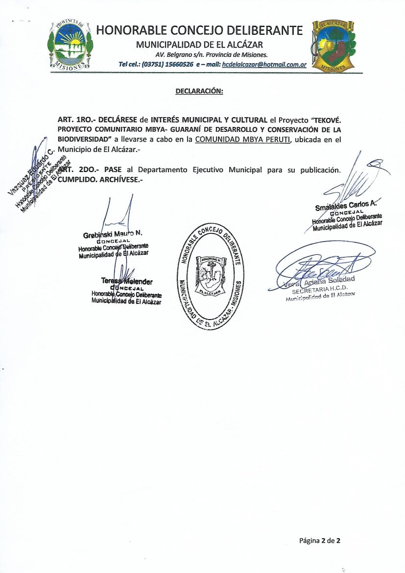 Declaración de Interés Municipal Tekové 2